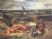 Eugene Delacroix Still Life with a Lobster and Trophies of Hunting and Fishing (mk05) USA oil painting reproduction